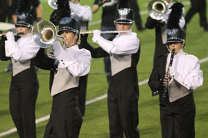 The band performs their marching show, entitled Darkest Before the Dawn.