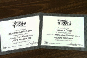 Third place awards given to the yearbook and online newspaper staffs.