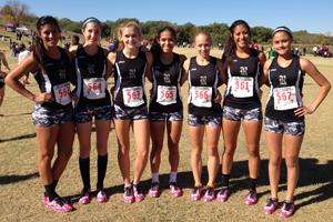 Members of the cross country team gather at the regional meet in Lubbock Nov. 2.