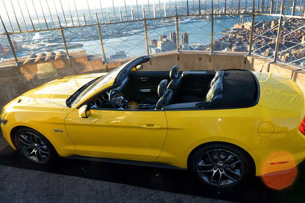 The Mustang sits on top of the Empire State Building. 