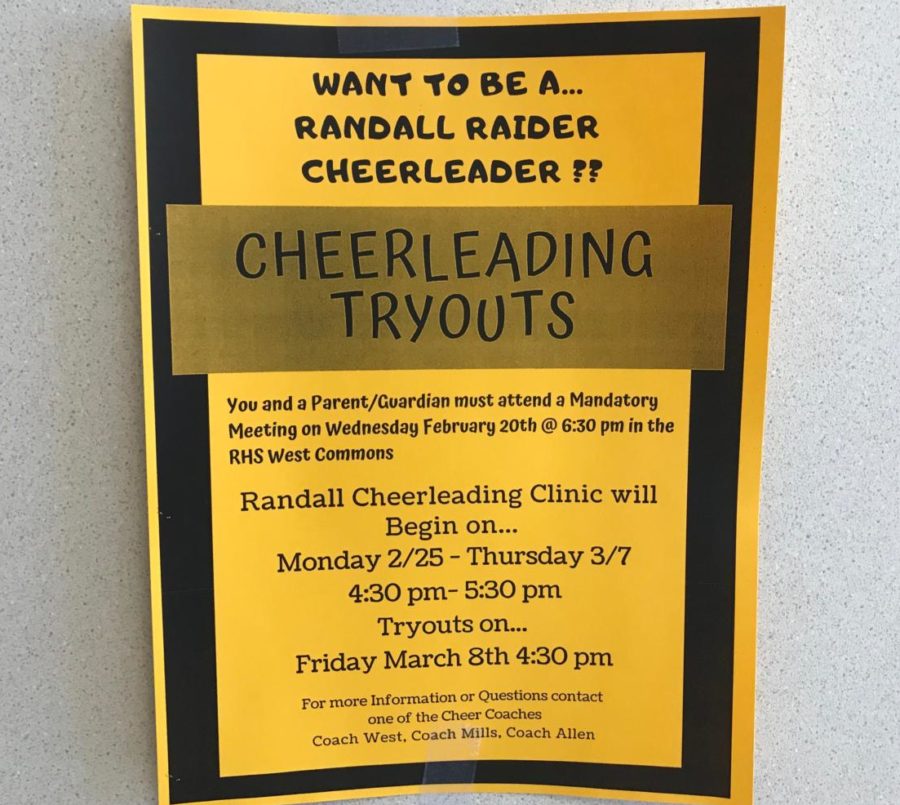 Want to be a Randall Raider Cheerleader? Tryouts to be in March