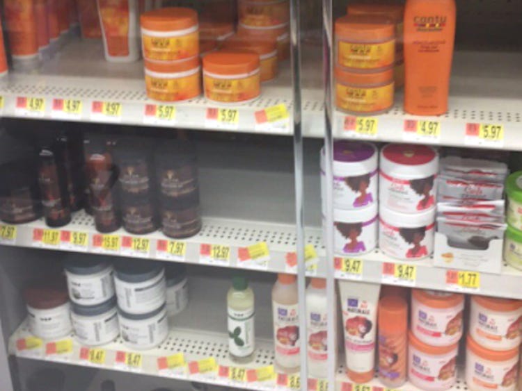 Walmart locks up hair products made for a person of colors hair. 