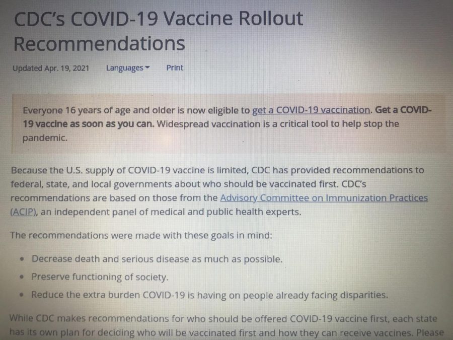 CDC Vaccine Eligibility