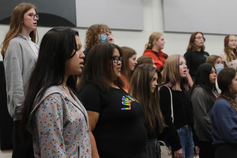 Students practice during their choir period on Sept. 9.