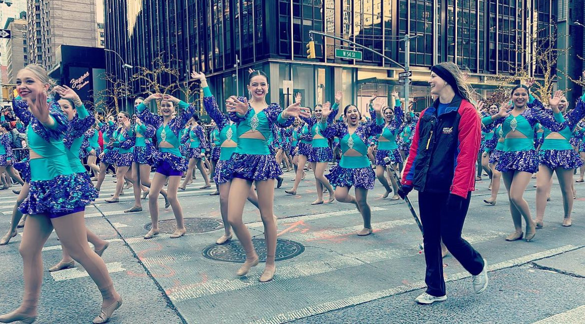 Braizly Bonilla and her dance team, The Edge, perform in New York City for the Macys Thanksgiving Day Parade. 