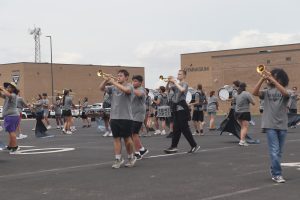 The Raider Band practices their new show, "Through Stained Glass," on Aug. 19.